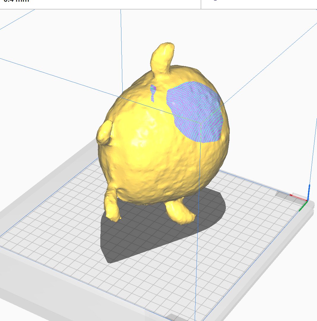 This is the opened file of the Squishmellow beetle, from the top side angle showing more shape of the object.